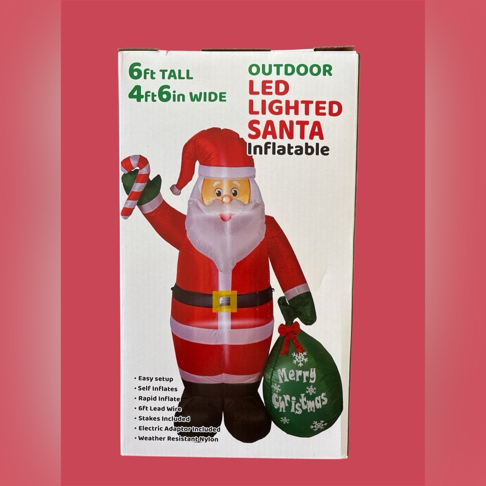Outdoor LED Lighted Inflatable Santa 6FT Christmas Yard Decoration NEW IN BOX